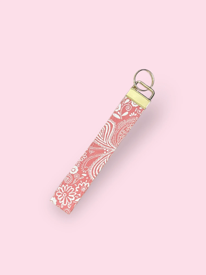 WRISTLET LANYARD - PINK BUTTERFLIES & WILDFLOWERS