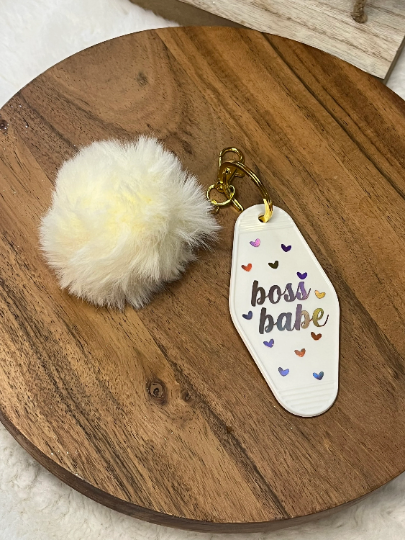 VINTAGE POMPOM KEYCHAIN - WHITE