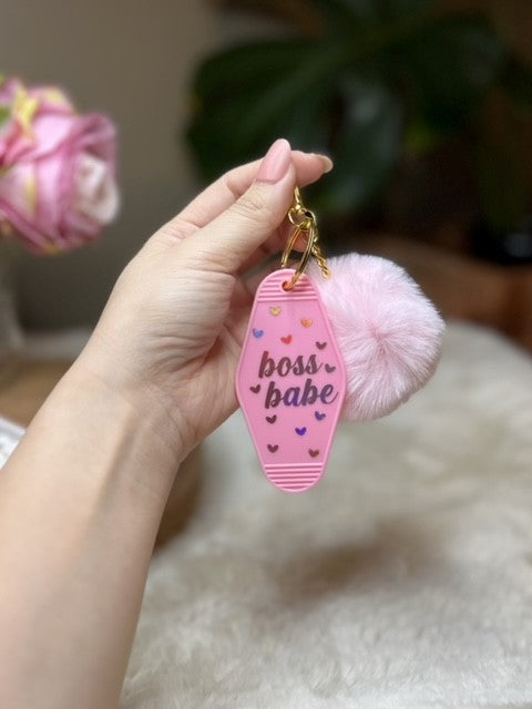 VINTAGE POMPOM KEYCHAIN - PINK